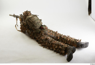 Frankie Perry In Ghillie Lying with Gun aiming gun lying…